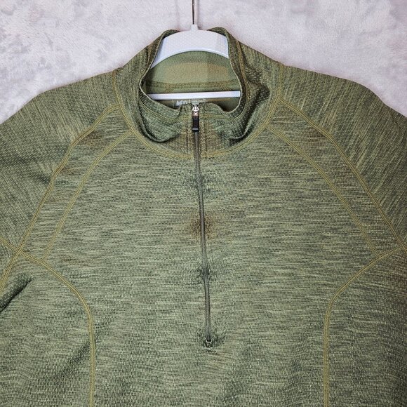 REI Womens Olive Green Quarter Zip Athletic Pullover Long Sleeve Made In USA - Picture 4 of 10